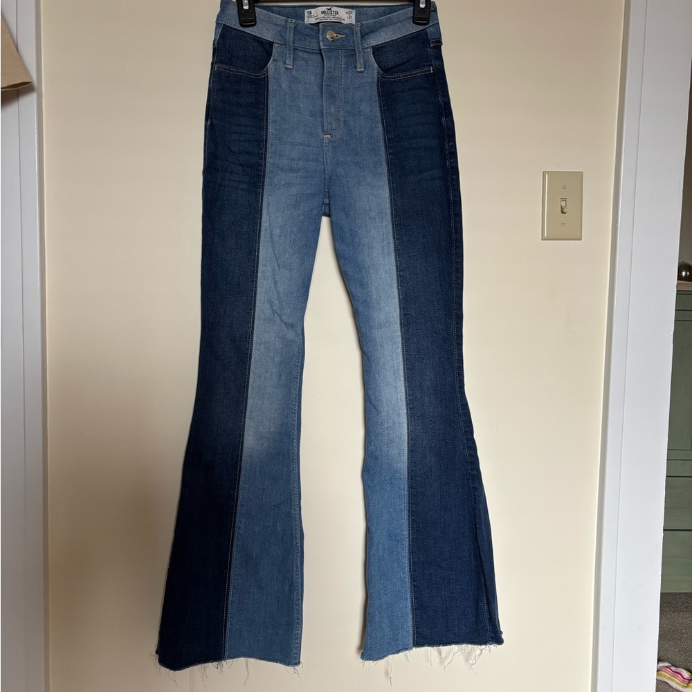 Hollister Two-Tone Blue Panel Flare Jeans size 5 26